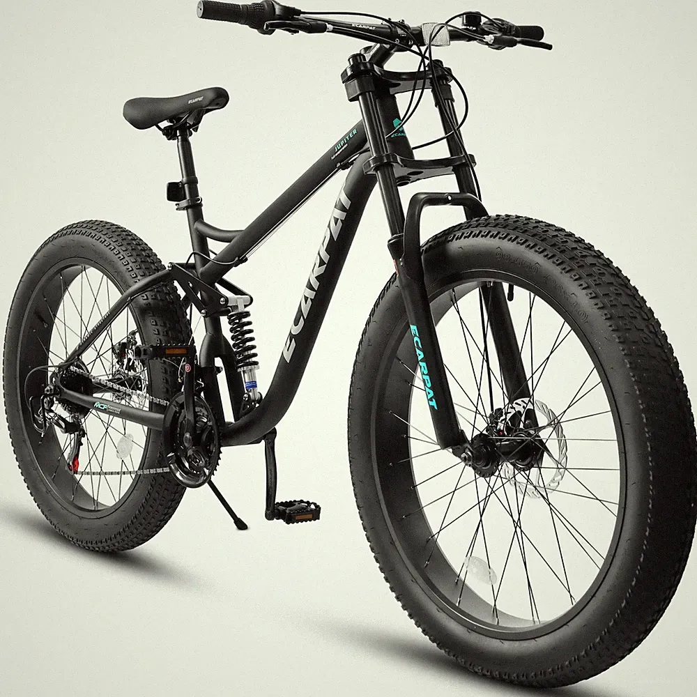 21-Speed Fat Tire Mountain Bike Bicycle Full-Suspension Disc Brake Easy Assembly