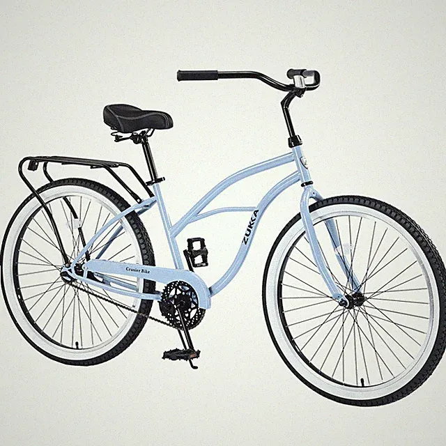 26" Beach Cruiser Blue Bicycle Rear Coaster Brake Single Speed Women's Bike