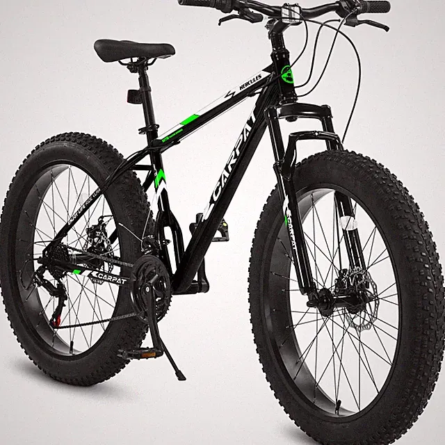 26" Fat Tire Mountain Bike, Shimano 21-Speed, Black