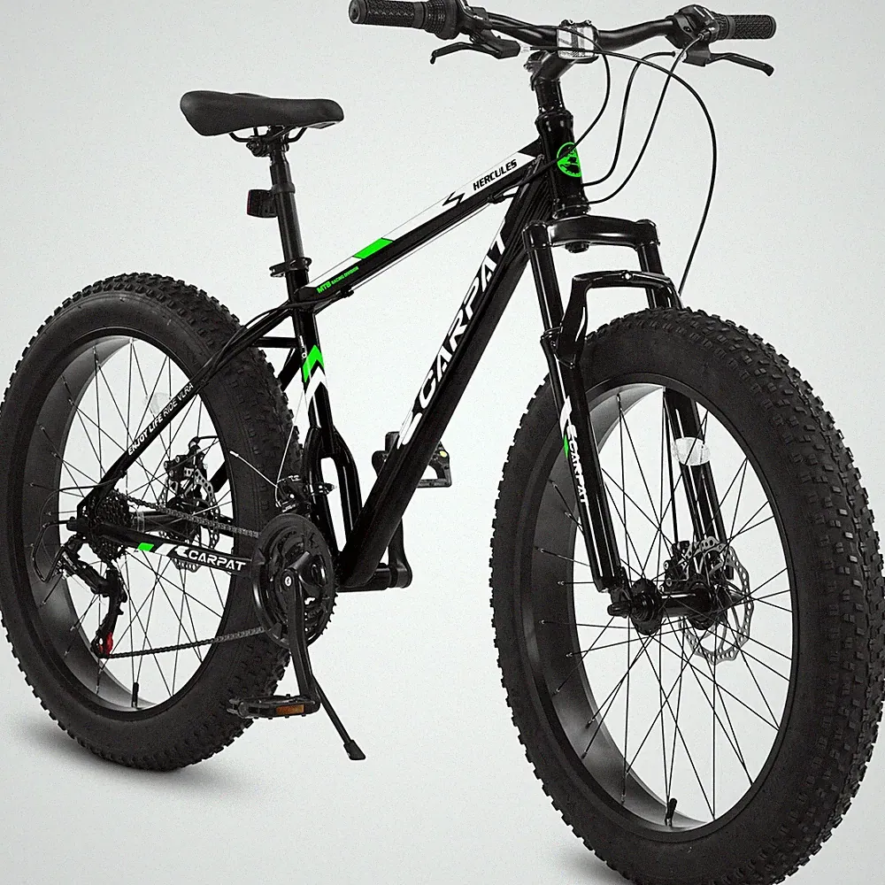 26 Inch Fat Tire Bike, Adult/Youth Shimano 21 Speed Mountain Bicycle,Black