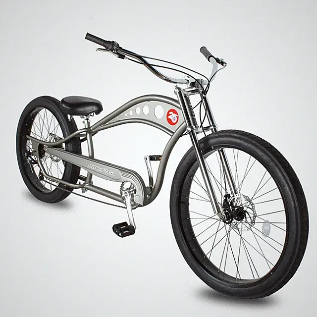 26" Shimano 7 Speed Cruiser bike Fat Tires Disc Brakes Chopper Stretch Bicycle