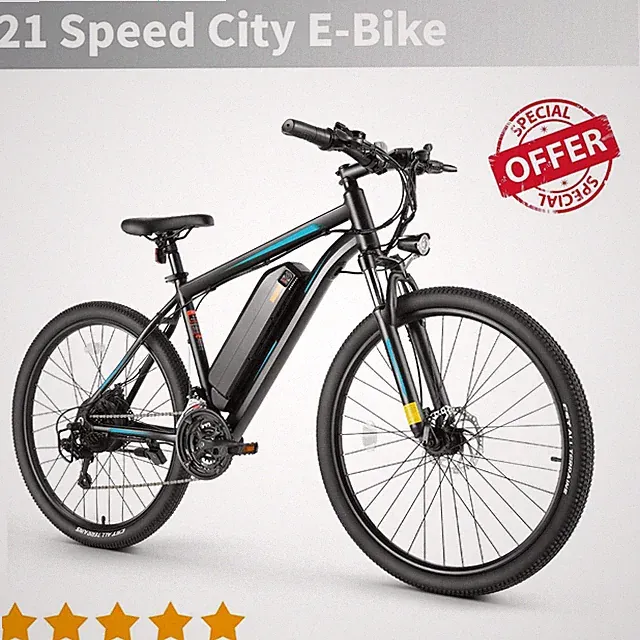 27.5inch Adult Electric Bike City Mountain Bicycle 48V/10Ah Battery 21Speed,Blue