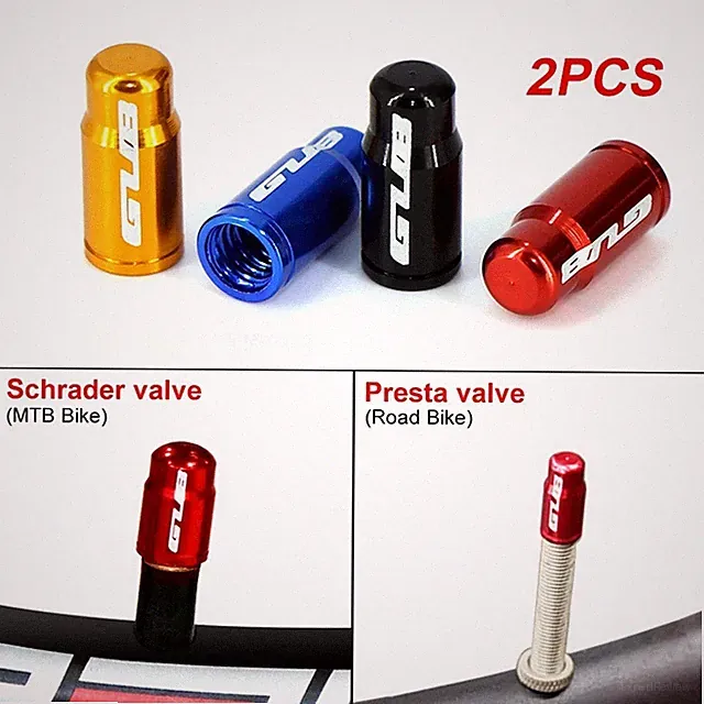 2PCS CNC Aluminum Bike Valve Caps AV/FV Schrader Presta Dustproof Nozzle Cover