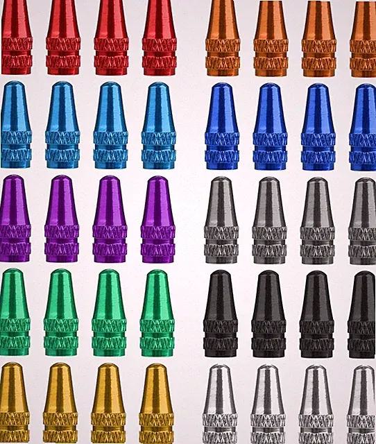 40 Aluminum Presta Valve Stem Caps in 10 Colors for Bicycles