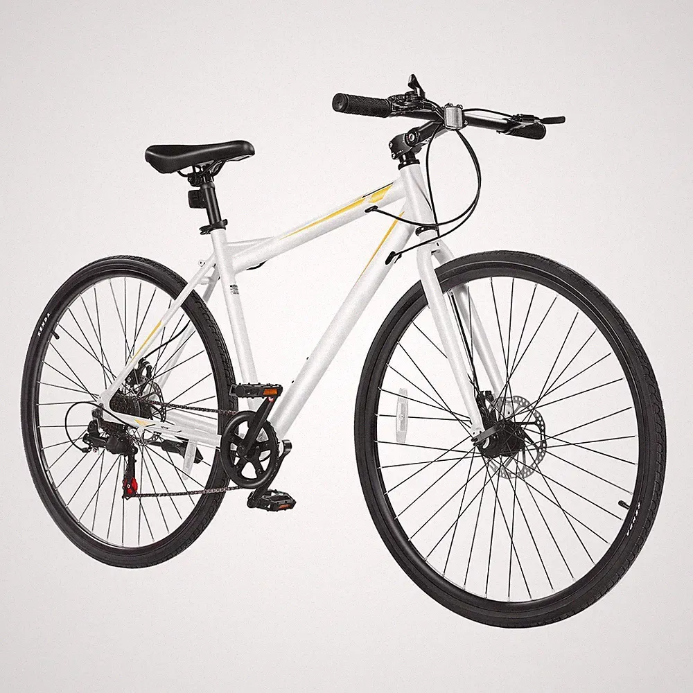 700c Aluminum Hybrid Bike 7-Speed 330lb Weight Capacity KENDA Tires Disc Brakes