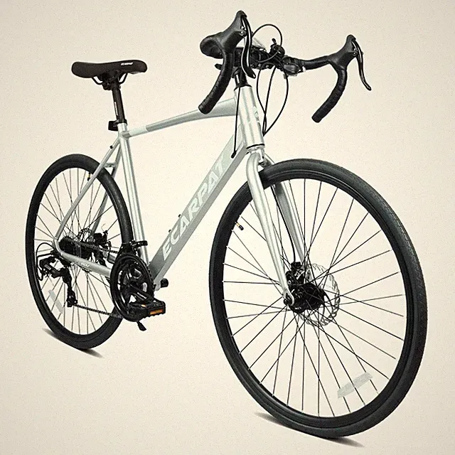 700C Lightweight Aluminum Road Bike, 16-Speed with Disc Brakes, Sliver
