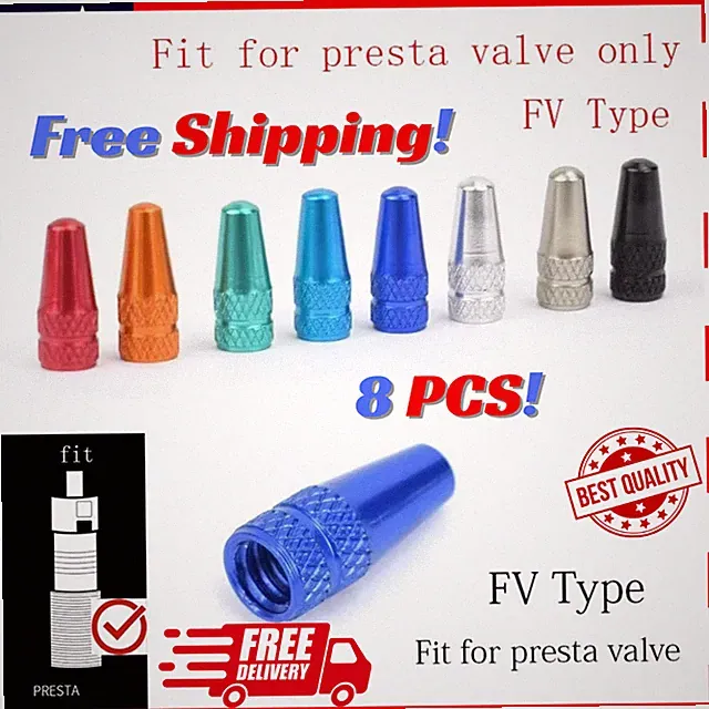 8pcs Aluminum Alloy Presta Valve Caps – Dustproof Covers for MTB/Road Bikes