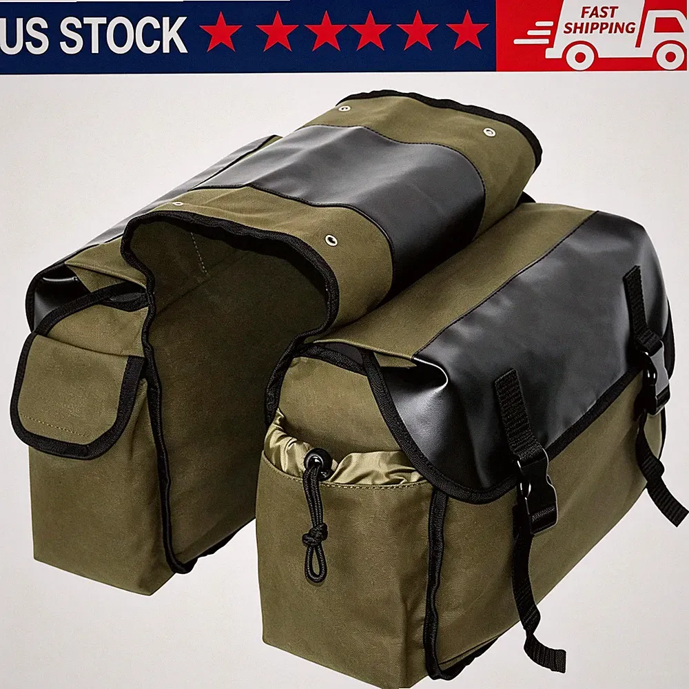 Bike Rack Bag Black Green Khaki Bicycle Panniers Bike Saddle Rear Rack Bag USA