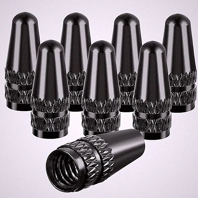 Black Presta Valve Cap, 8 Pack Aluminum Anodized Bike Valve Stem Caps Bicycle...