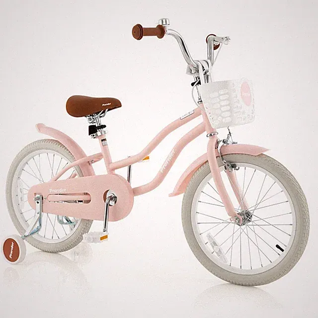 Children Bicycle Girl Toy Rider Pink Bike W/ Front Handbrake & Training Wheels