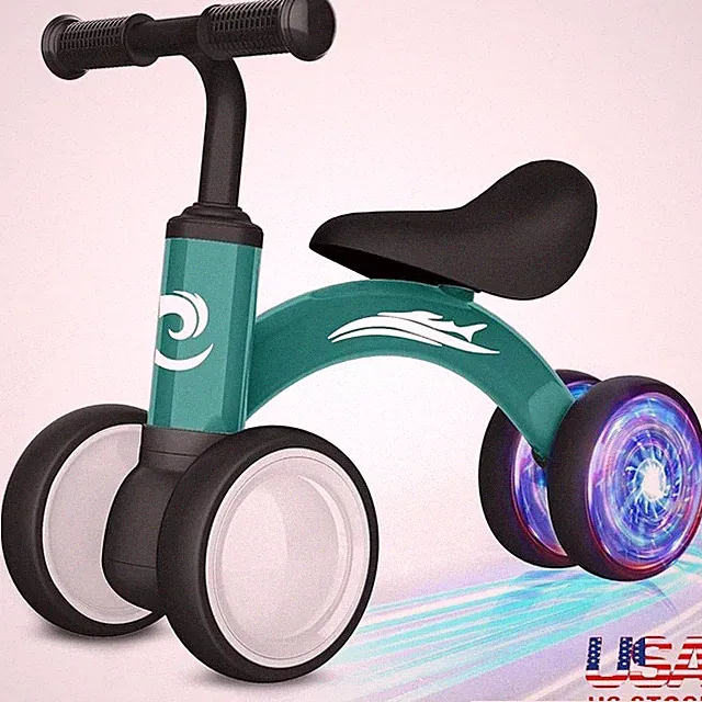 Colorful Lighting Balance Bike Kids Ages 10-36 Months Safe No Pedal Design New