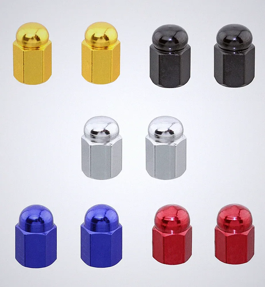 Hex Dome Valve Caps Lowrider Bicycle Cruiser BMX MTB Bike Schrader MANY COLORS!