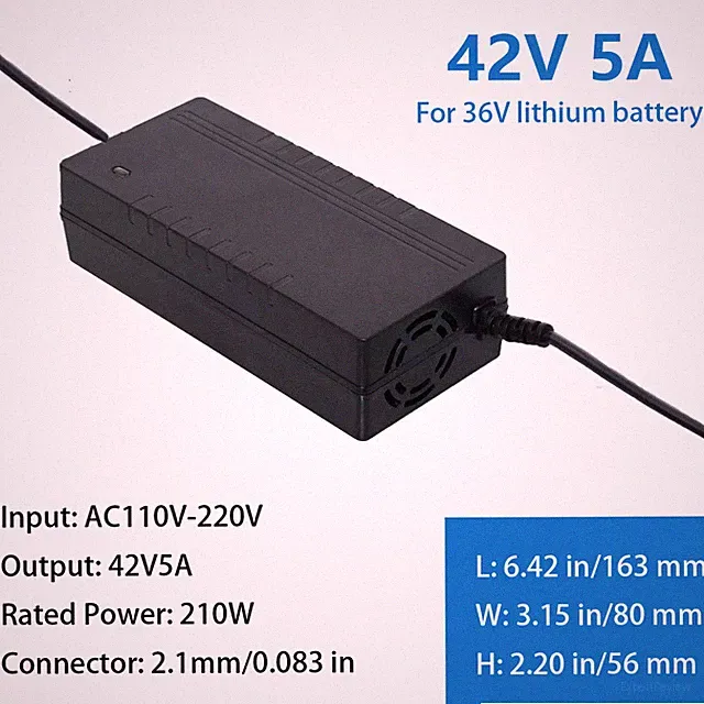 Lithium Battery Charger 42V 5A Smart For 36V Lithium Battery Electric Bicycle