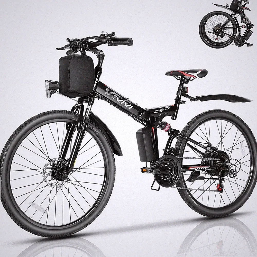VIVI M026TGBUL Electric Bike Foldable Full Suspension 1000W gear motor