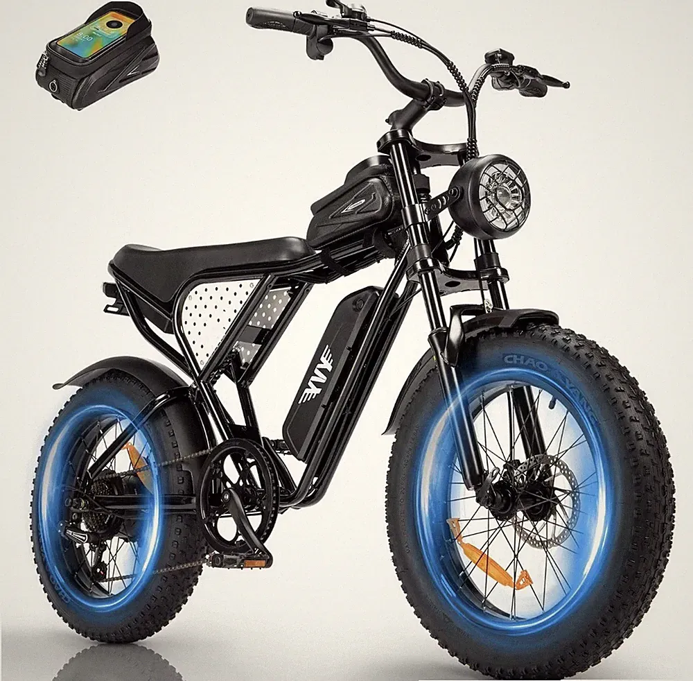 YVY Electric Mountain Bike 20in Fat Tires Brushless Motor LCD 7-Speed